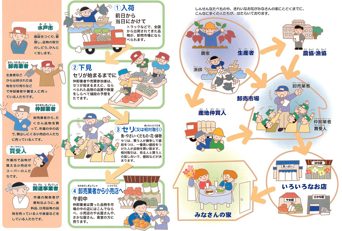 卸売市場ではたらく人たちの1日と品物がみなさんの家に届くまで